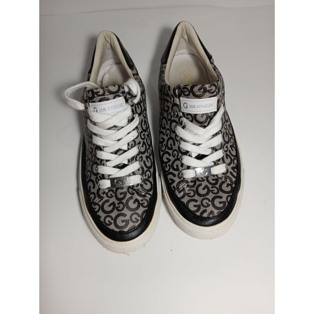 GBG GUESS Women's Signature Brown Blue Sneakers Low Top Lace Up 7.5 GGMEEKIE